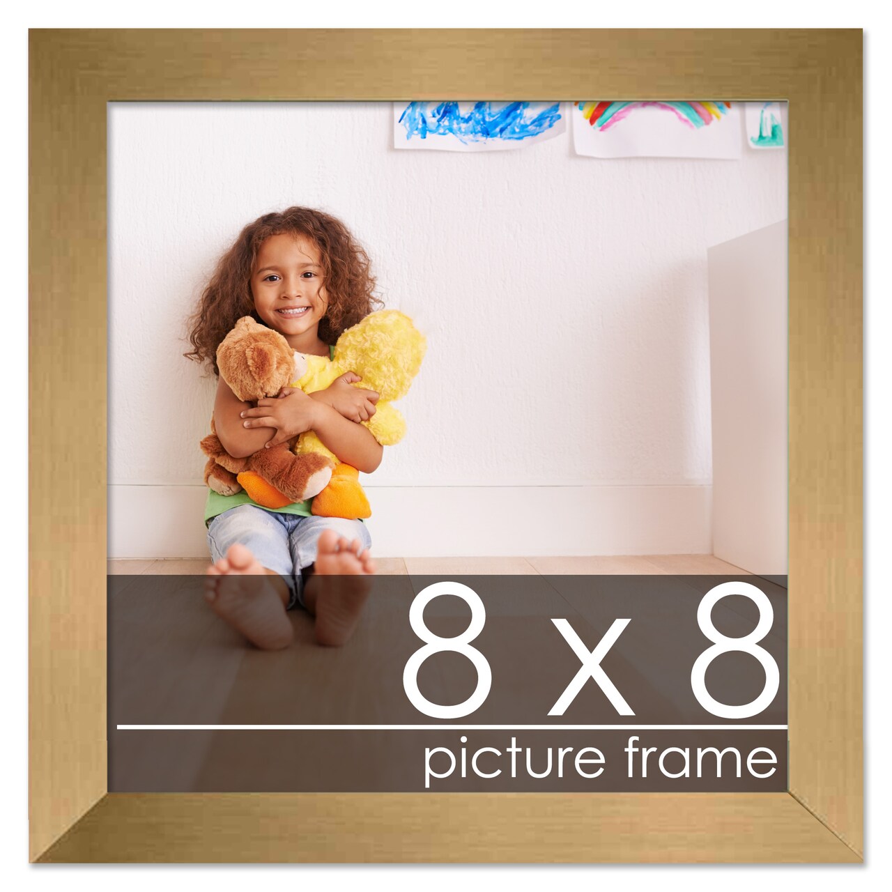 8x8 Solid Wood Picture Frame with UV-Resistant Acrylic & Acid-Free Backing, Available in 6 Finishes: Matte Black, Matte White, Metallic Bronze, Silver, Natural Wood Grain & Mahogany